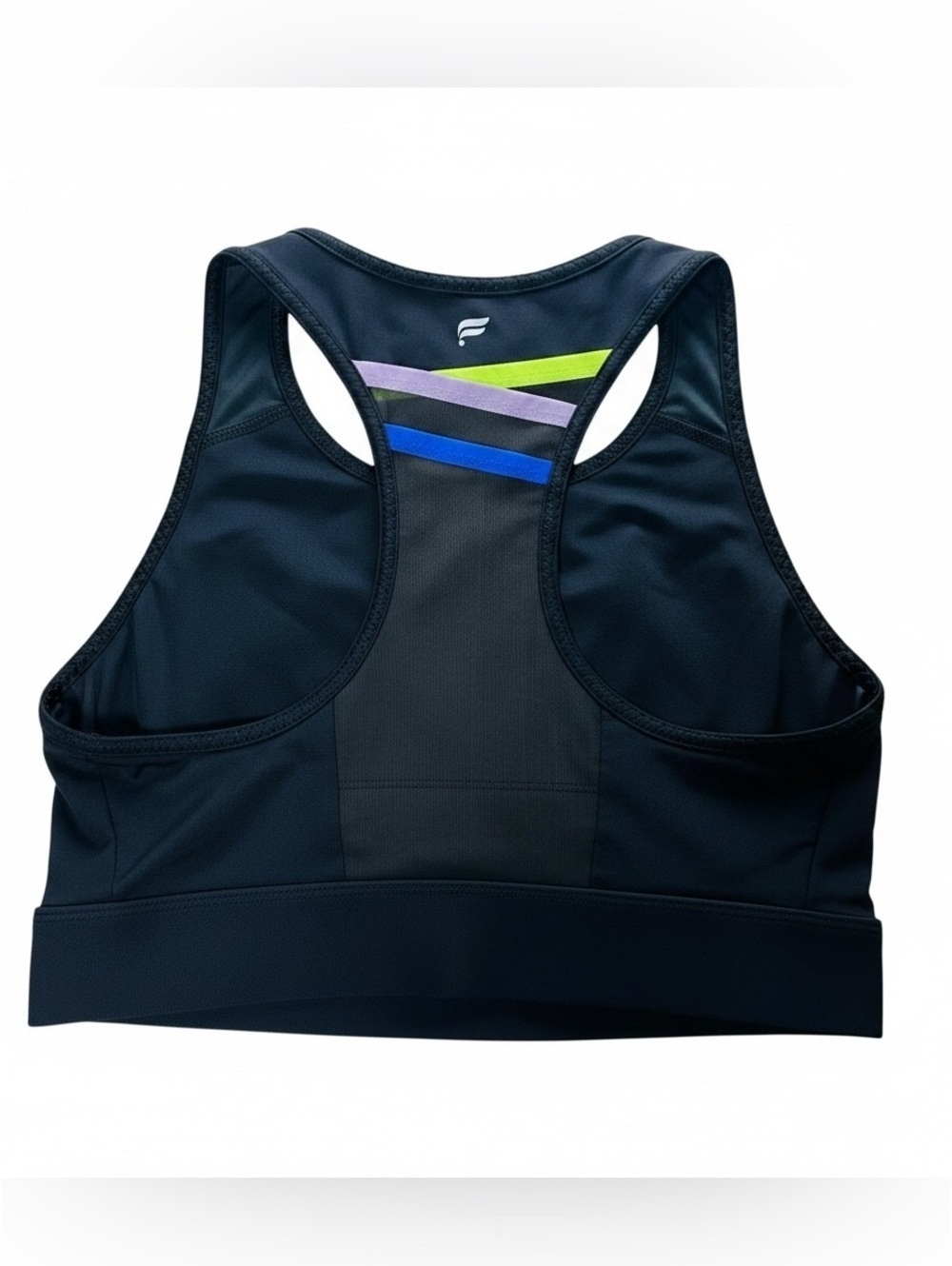 Fabletics Black High Neck Racerback Sports Bra Women’s Size Medium No Padding - Picture 2 of 4